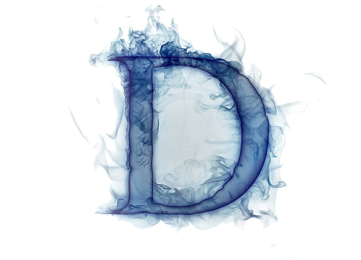 파란 D 로고, 연기, 가스, 편지, Litera, HD 배경 화면