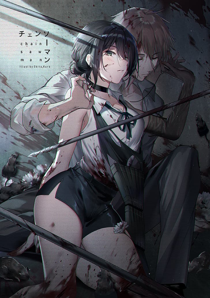 Kettensägenmann, Anime-Mädchen, HD-Hintergrundbild, Handy-Hintergrundbild