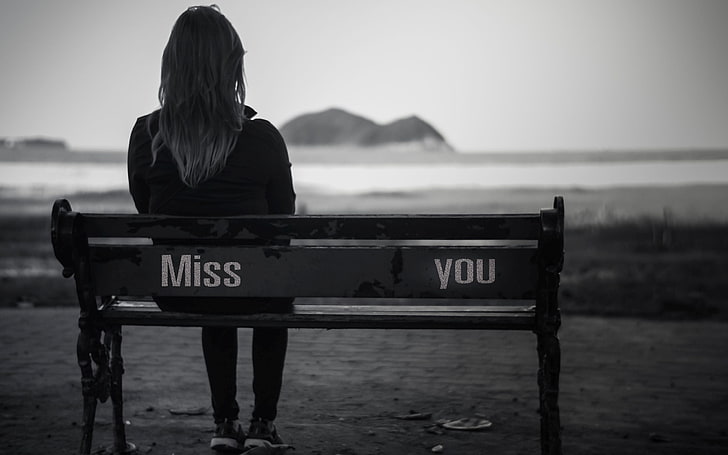 Sad Girl Miss You, camisa cinza feminina, amor, praia, menina, tristeza, HD papel de parede