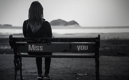 Sad Girl Miss You, kvinnors grå skjorta, Love,, beach, girl, sadness, HD tapet HD wallpaper