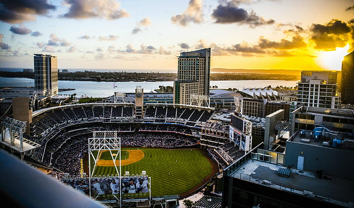 الإطار المعدني الأخضر والأسود ، البيسبول ، الملعب ، سان دييغو بادريس، خلفية HD