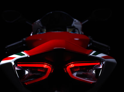 ducati 1199 panigale s, back view, red, motorcycle, Vehicle, HD wallpaper HD wallpaper