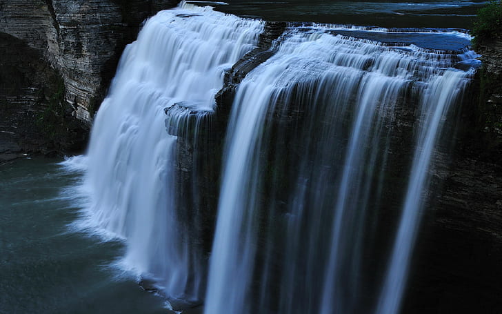 waterfall, rocks backgrounds, Landscape, Shadow, download 3840x2400 waterfall, HD wallpaper