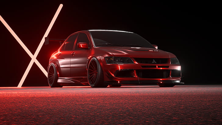 evo, Mitsubishi Lancer Evo X, red, Need for Speed, mobil, need for paybackback, red car, kendaraan, Wallpaper HD