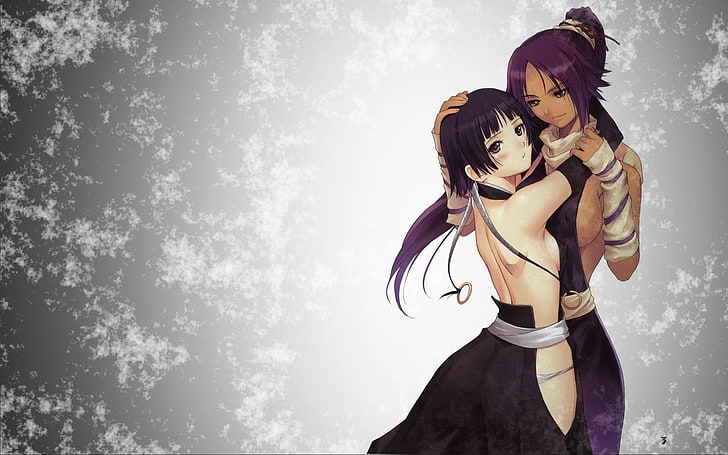 two female anime characters digital wallpaper, anime, the cut, Bleach, hugs, Suì-Fēng, Eroici, HD wallpaper
