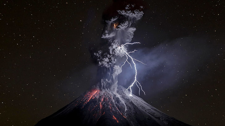 الطبيعة والبرق والثوران البركاني، خلفية HD