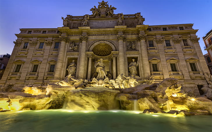 Fontaine de Trevi Trevi à Rome Italie La plus grande fontaine baroque de la ville et l'une des fontaines du monde dans le monde Hd Wallpaper for Laptop Tablet Mobile Phones, Fond d'écran HD