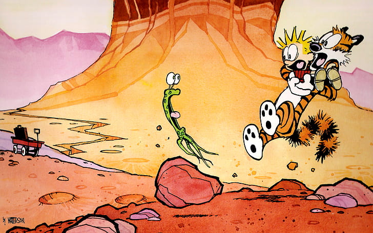 Calvin and Hobbes HD, cartoon/comic, and, calvin, hobbes, HD wallpaper