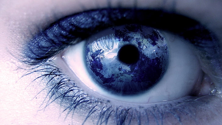 person's eye, eyes, blue, reflection, lashes, HD wallpaper