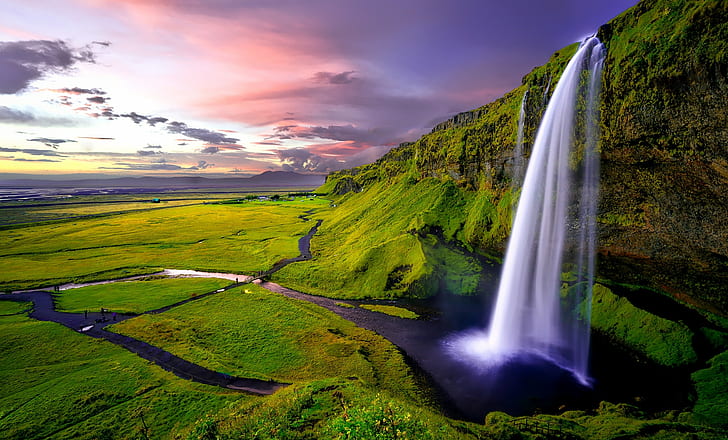 пейзаж, природа, водопад, Исландия, Seljalandsfoss водопад, HD тапет