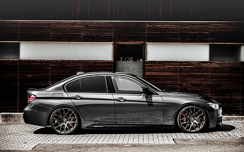 sedán negro, coche, BMW, Stance, Stanceworks, F30, Fondo de pantalla HD HD wallpaper