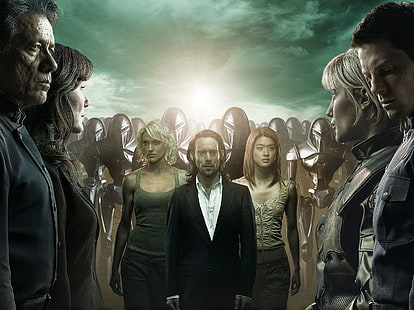 Battlestar Galactica, Cast, TV, tv series, Tricia Helfer, James Callis, Cylons, NBC, HD wallpaper HD wallpaper