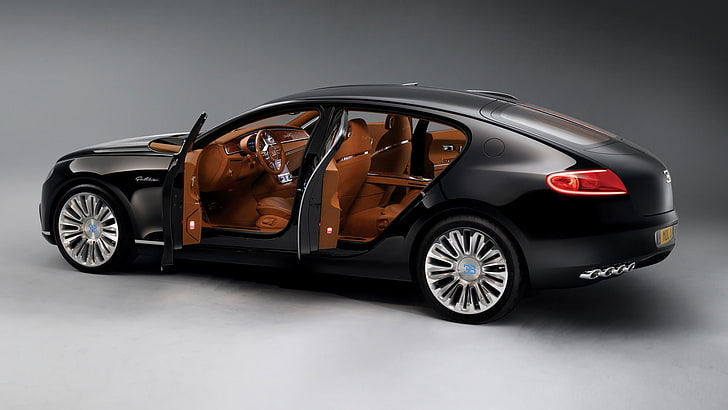 black car, Bugatti, car, Bugatti 16C Galibier, vehicle, simple background, car interior, black cars, HD wallpaper