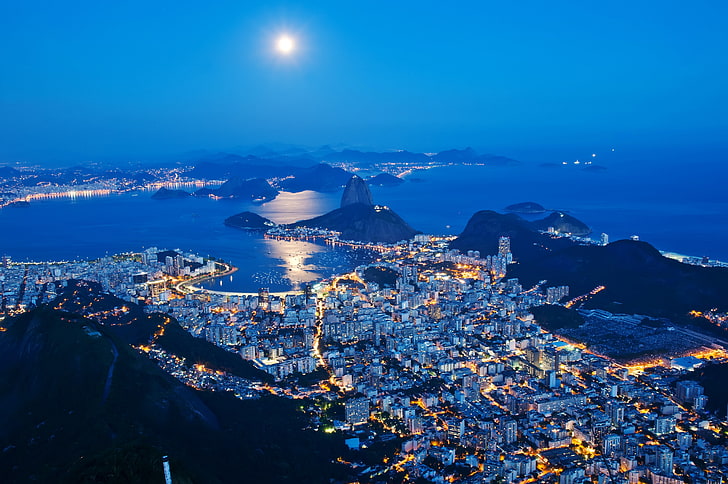 gece, Rio de Janeiro, şehir, HD masaüstü duvar kağıdı