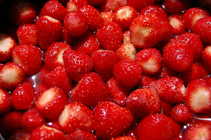 strawberry fruit, strawberries, strawberries, Strawberries, fruit, 苺, Strawberry, red, food, freshness, ripe, organic, berry Fruit, nature, gourmet, healthy Eating, dessert, close-up, HD wallpaper