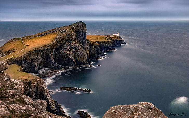 Neist Point Lighthouse на острове Скай в Шотландии HD обои для планшетов Скачать бесплатно лучшие обои для рабочего стола 3840 × 2400, HD обои