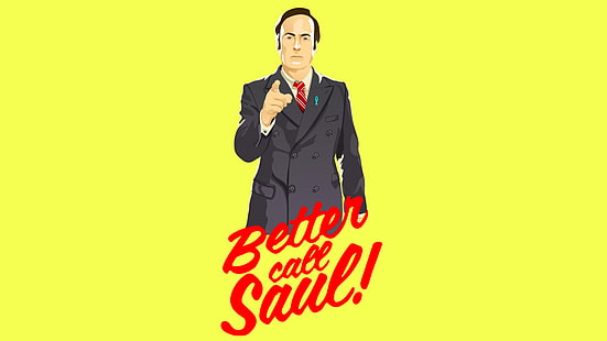 ¡Mejor llamar a Saul!Ilustración, Better Call Saul, minimalismo, Saul Goodman, TV, fondo simple, fondo amarillo, Fondo de pantalla HD HD wallpaper