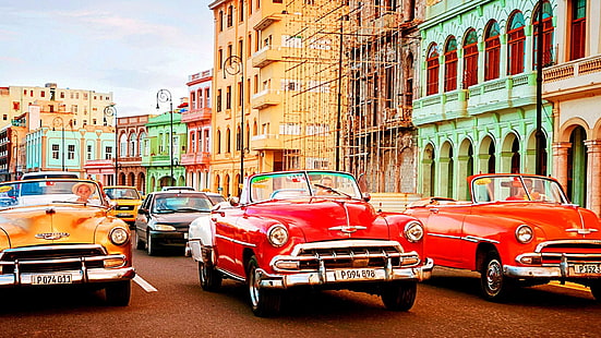 cars, vintage, vintage car, automotive design, classic, antique car, vehicle, street, city, classic car, cuba, havana, HD wallpaper HD wallpaper