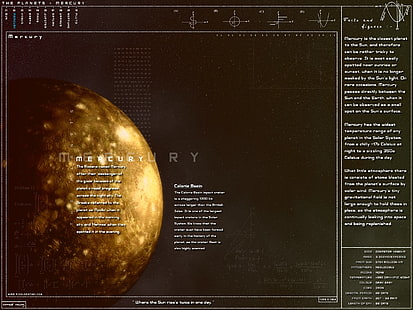 инфографика, планета, Меркурий, HD тапет HD wallpaper