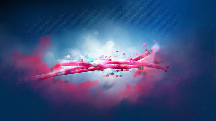 розовый и голубой нерв картина, произведения искусства, аннотация, цифровое искусство, HD обои