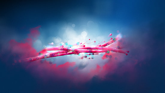 لوحة العصب الوردي والأزرق ، العمل الفني ، التجريدي ، الفن الرقمي، خلفية HD HD wallpaper