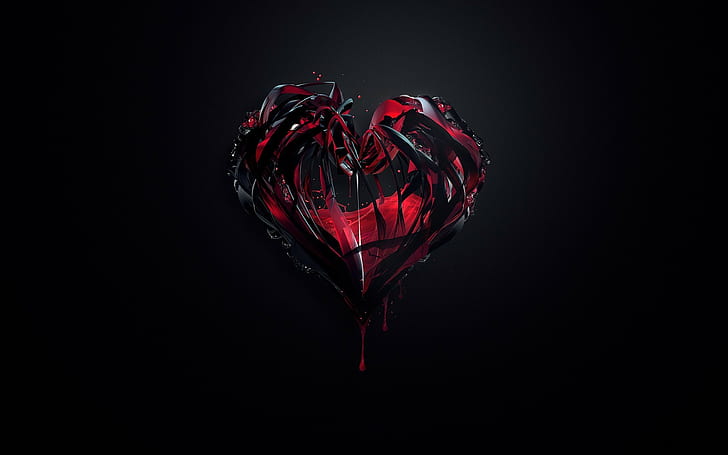 heartbeat dark crystal blood anime hearts simple background abstract digital art liquid justin maller, HD wallpaper