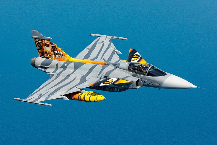 Jet avcı uçağı, Saab JAS 39 Gripen, Uçak, Jet avcı uçağı, Savaş uçağı, HD masaüstü duvar kağıdı