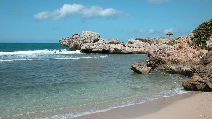 Un día encantador en la playa, playas, océano, olas, arena, rocas, costa, naturaleza y paisajes., Fondo de pantalla HD