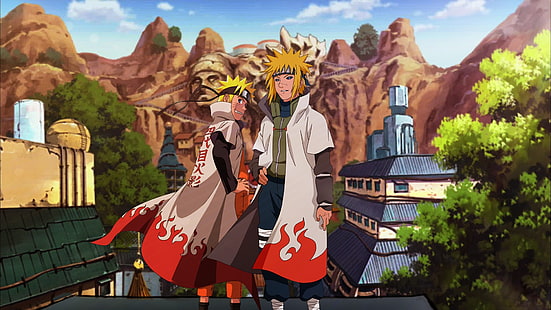 Uzumaki Naruto and Minato, Naruto Shippuuden, Hokage, Namikaze Minato, HD wallpaper HD wallpaper