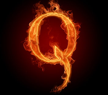 flame Q text, fire, flame, Wallpaper, letter, Litera, HD wallpaper HD wallpaper
