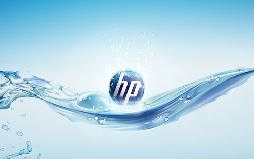 HPロゴ、HP、コンピューター、ロゴ、水、 HDデスクトップの壁紙 HD wallpaper