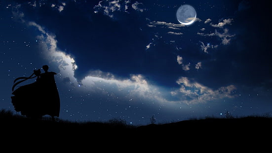 Sailor Moon, Mond, Nacht, Sterne, HD-Hintergrundbild HD wallpaper
