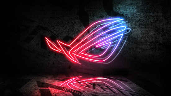 logo, neon, Republic of Gamers, ASUS, HD wallpaper HD wallpaper