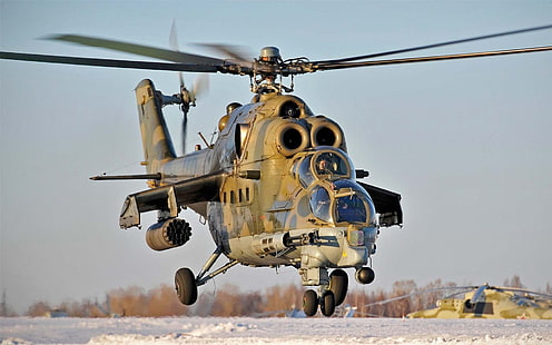 brun och svart apache-helikopter, helikopter, mi-24, sovjet, ryssland, transport, militär, HD tapet HD wallpaper