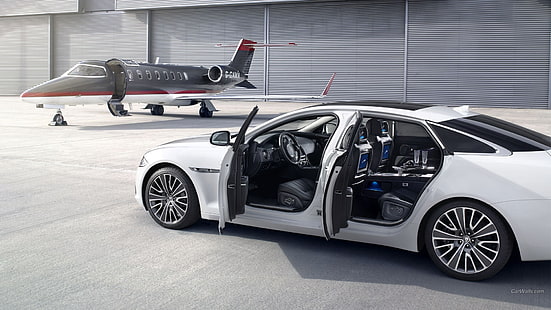 Jaguar XJ, interior del automóvil, avión, Jaguar, automóvil, vehículo, Fondo de pantalla HD HD wallpaper