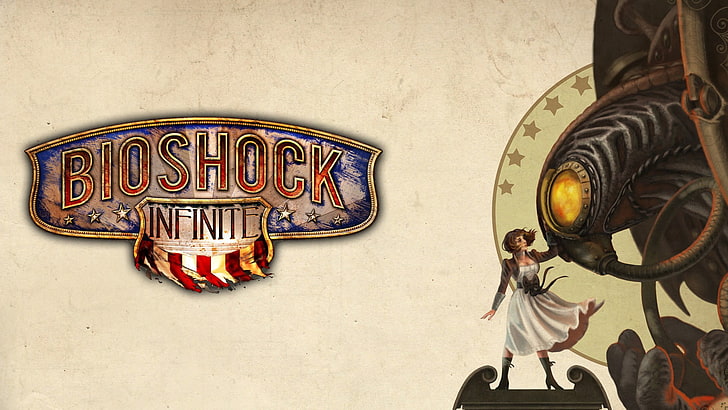 اثنان من ديكورات الجدران الخشبية باللونين البني والأسود ، ألعاب فيديو ، BioShock Infinite ، إليزابيث (BioShock)، خلفية HD