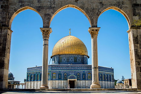 aqsa, cúpula da rocha no templo, jerusalém, HD papel de parede HD wallpaper