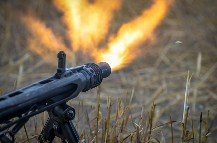 잔디, 무기, 불, 불꽃, 사격, MG-42, 기관총, HD 배경 화면