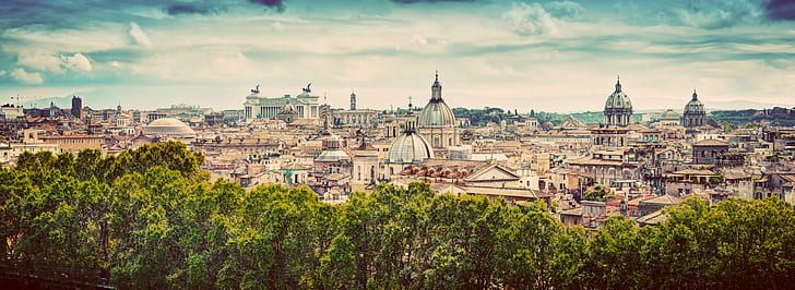 都市、都市、ローマ、イタリア、パノラマ、ヨーロッパ、ビュー、旅行、 HDデスクトップの壁紙