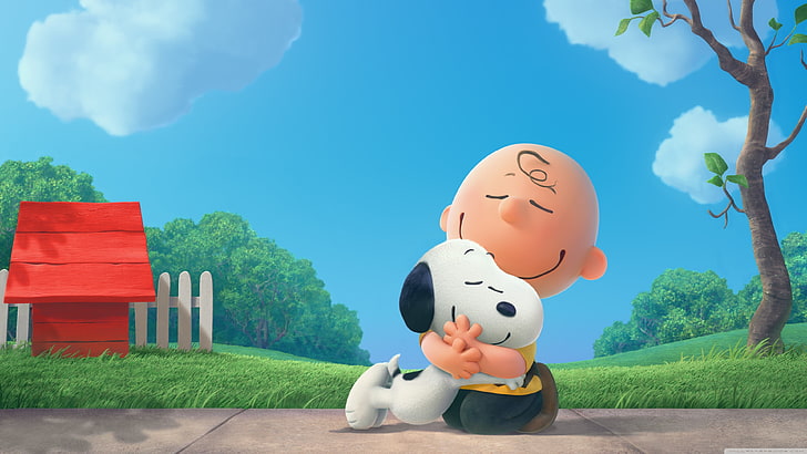 Charlie Brown dan Snoopy berpelukan, The Peanuts Movie, Snoopy, Charlie Brown, Wallpaper HD