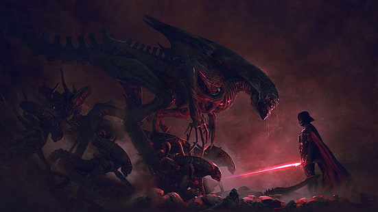 Alien vs. Predator, Darth Vader, Star Wars, เอเลี่ยน, วอลล์เปเปอร์ HD HD wallpaper