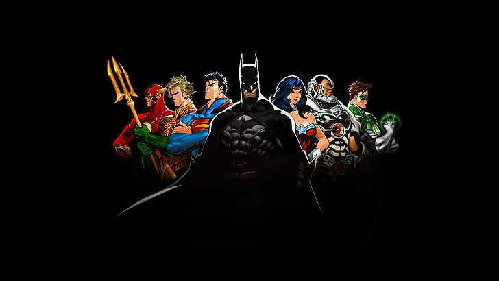The Flash, Ligue de la justice, bandes dessinées, Aquaman, Batman, bandes dessinées DC, cyborg, Green Lantern, Wonder Woman, Superman, Fond d'écran HD