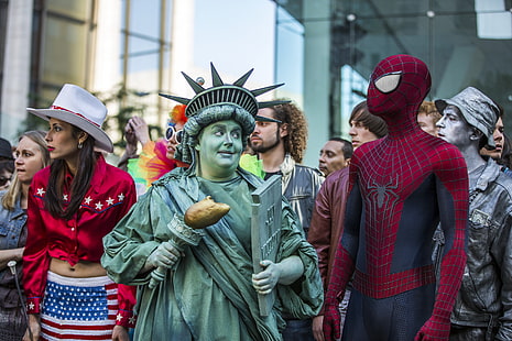 the statue of liberty, spider-man, Andrew Garfield, The Amazing Spider-Man 2, HD wallpaper HD wallpaper