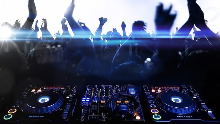 검은 DJ 컨트롤러, DJ, 댄스, 춤, 헤드폰, 음악, 사람들, HD 배경 화면