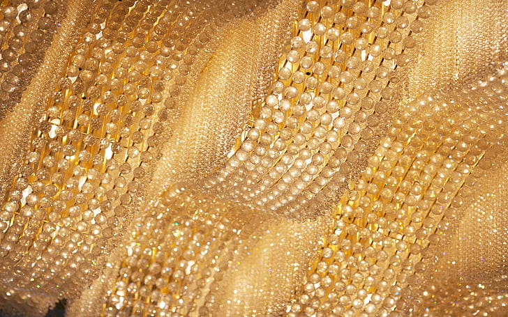 dekorasi kristal emas, langit-langit, lampu, dekorasi, kaca, Wallpaper HD