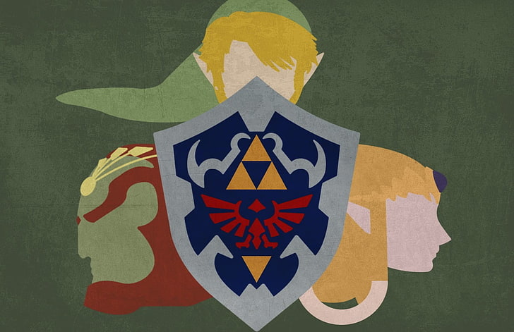 The Legend of Zelda painting, Triforce, The Legend of Zelda, Ganondorf, Link, Princess Zelda, vector, video games, artwork, The Legend of Zelda: Twilight Princess, Hylian Shield, HD wallpaper