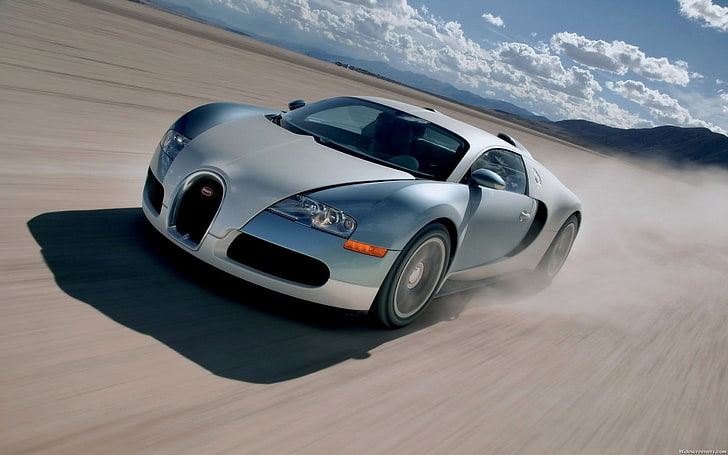 silver and gray Bugatti Veyron coupe, supercar, Bugatti Veyron, Bugatti, HD wallpaper
