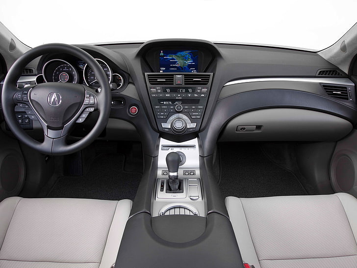 black Acura steering wheel, acura, zdx, 2009, salon, interior, steering wheel, speedometer, HD wallpaper