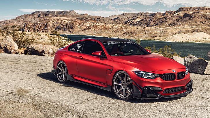 rotes BMW Coupé, BMW M4, rot, Ferrada Räder, 5K, HD-Hintergrundbild