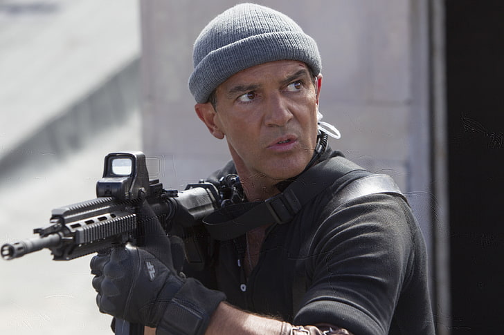weapons, hat, frame, Antonio Banderas, The Expendables 3, Galgo, HD wallpaper